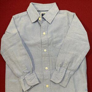 Janie and Jack Light Blue Linen-Cotton Blend Button-Down Long-Sleeve Shirt SZ  5